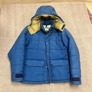 Vintage The North‎ Face Jacket Mens Medium Blue 1970s Puffer Brown Tag
